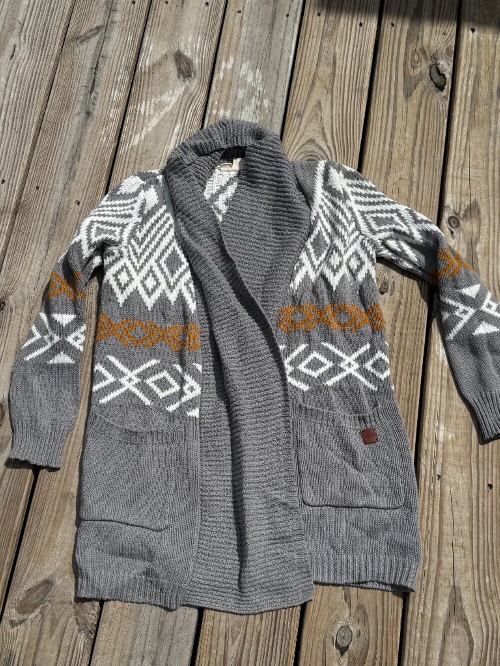 Roxy Aztec Cardigan Sweater XS/S Boho Western Cozy Cottagecore Chic 3724